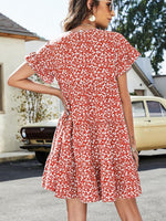 Mini Jurk met Ruffle Mouwen en Bloemenprint - Mini Dresses - Jurkjes.co