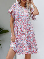 Mini Jurk met Ruffle Mouwen en Bloemenprint - Mini Dresses - Jurkjes.co