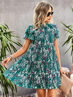 Mini Jurk met Ruffled Kraag en Bloemenprint - Mini Dresses - Jurkjes.co