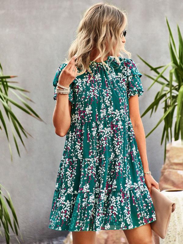 Mini Jurk met Ruffled Kraag en Bloemenprint - Mini Dresses - Jurkjes.co