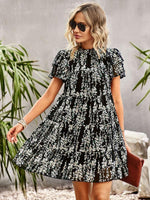 Mini Jurk met Ruffled Kraag en Bloemenprint - Mini Dresses - Jurkjes.co
