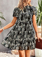 Mini Jurk met Ruffled Kraag en Bloemenprint - Mini Dresses - Jurkjes.co