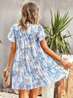 Mini Jurk met Ruffled Kraag en Bloemenprint - Mini Dresses - Jurkjes.co