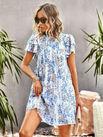 Mini Jurk met Ruffled Kraag en Bloemenprint - Mini Dresses - Jurkjes.co