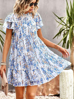 Mini Jurk met Ruffled Kraag en Bloemenprint - Mini Dresses - Jurkjes.co