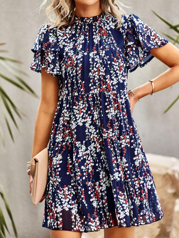 Mini Jurk met Ruffled Kraag en Bloemenprint - Mini Dresses - Jurkjes.co