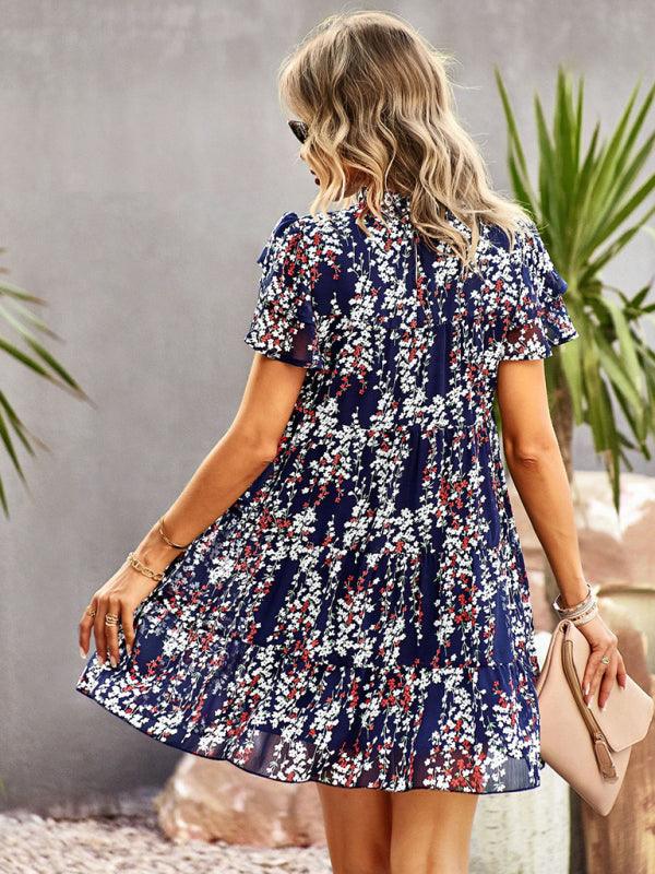 Mini Jurk met Ruffled Kraag en Bloemenprint - Mini Dresses - Jurkjes.co