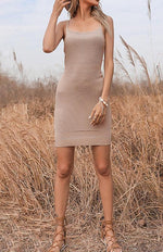 Mini Jurk met Scoop Hals en Effen Kleur - Mini Dresses - Jurkjes.co