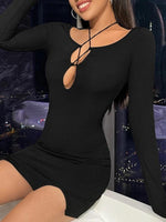 Mini Jurk met Sleutelgat-hals en Banddetails - Mini Dresses - Jurkjes.co