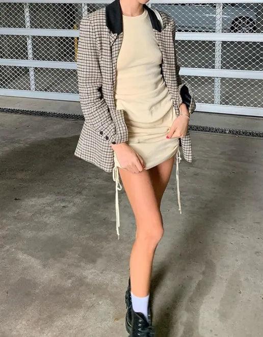 Mini Jurk met Slim Fit en Effen Kleur - Mini Dresses - Jurkjes.co