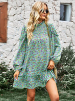 Mini Jurk met Smock-detail en Bloemenprint - Mini Dresses - Jurkjes.co