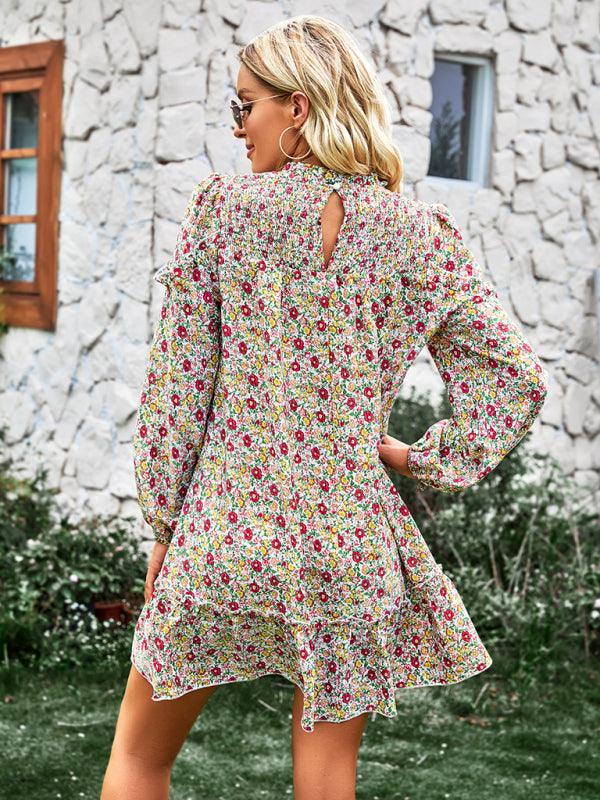 Mini Jurk met Smock-detail en Bloemenprint - Mini Dresses - Jurkjes.co
