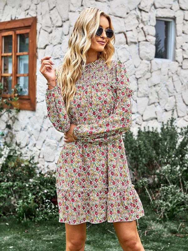 Mini Jurk met Smock-detail en Bloemenprint - Mini Dresses - Jurkjes.co