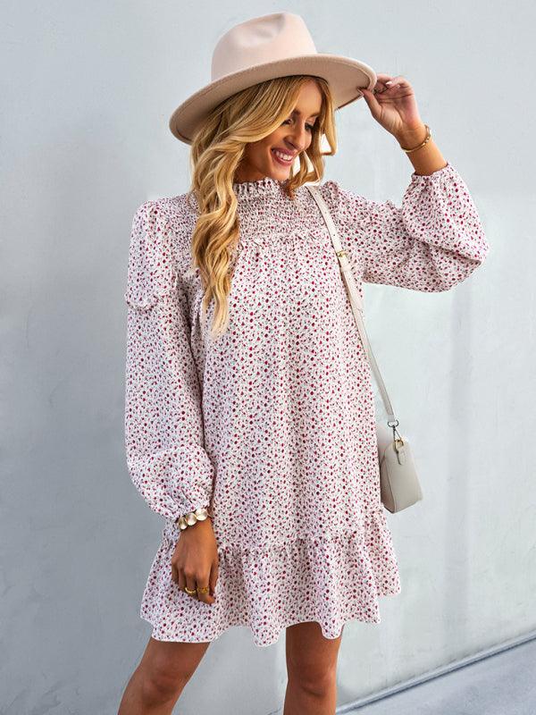 Mini Jurk met Smock-detail en Bloemenprint - Mini Dresses - Jurkjes.co