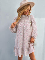 Mini Jurk met Smock-detail en Bloemenprint - Mini Dresses - Jurkjes.co