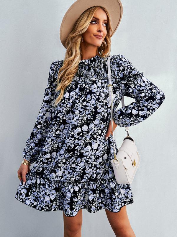 Mini Jurk met Smock-detail en Bloemenprint - Mini Dresses - Jurkjes.co