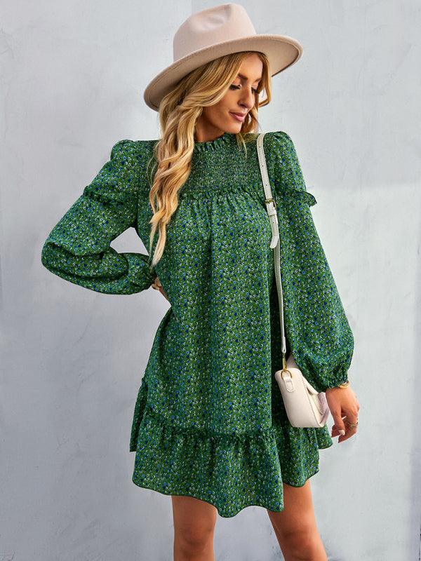 Mini Jurk met Smock-detail en Bloemenprint - Mini Dresses - Jurkjes.co