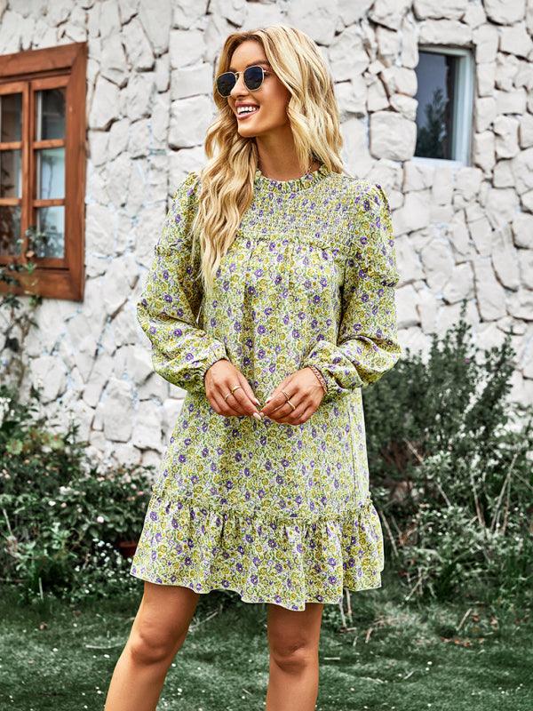 Mini Jurk met Smock-detail en Bloemenprint - Mini Dresses - Jurkjes.co
