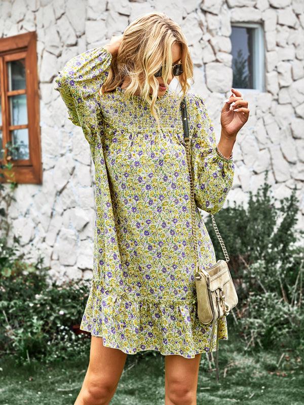 Mini Jurk met Smock-detail en Bloemenprint - Mini Dresses - Jurkjes.co