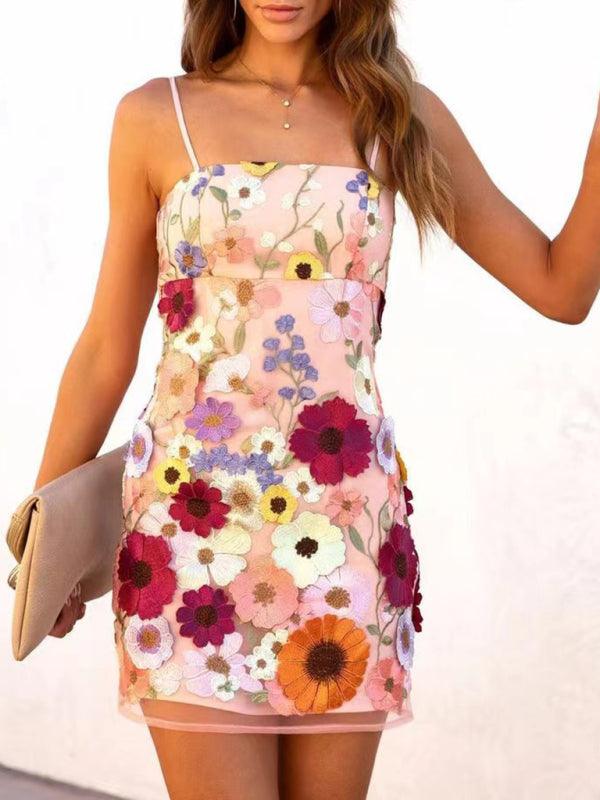 Mini Jurk met Spaghetti Bandjes en Bloemen - Group1 - Jurkjes.co