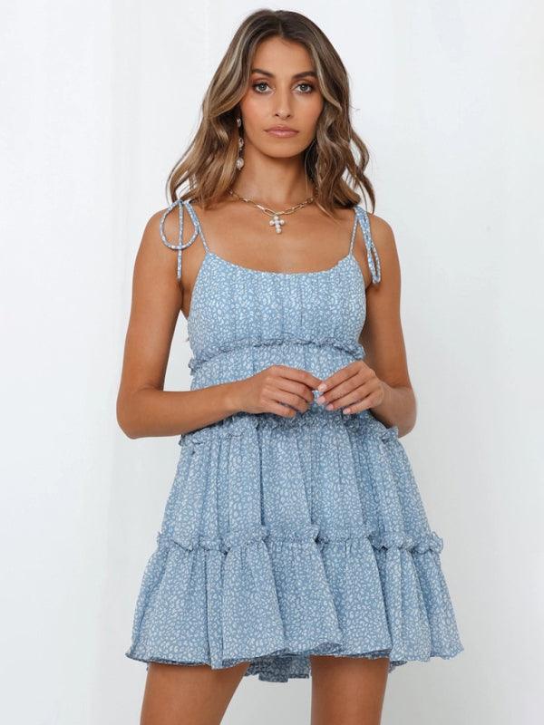 Mini Jurk met Spaghetti Bandjes en Bloemenprint - Mini Dresses - Jurkjes.co