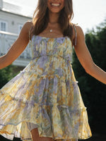 Mini Jurk met Spaghetti Bandjes en Bloemenprint - Mini Dresses - Jurkjes.co