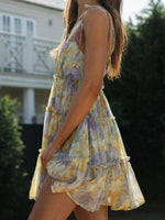 Mini Jurk met Spaghetti Bandjes en Bloemenprint - Mini Dresses - Jurkjes.co