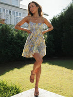 Mini Jurk met Spaghetti Bandjes en Bloemenprint - Mini Dresses - Jurkjes.co