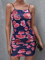 Mini Jurk met Spaghetti Bandjes en Bloemenprint - Mini Dresses - Jurkjes.co