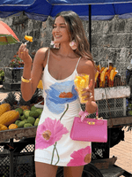 Mini Jurk met Spaghetti Bandjes en Bloemenprint - Mini Dresses - Jurkjes.co