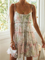 Mini Jurk met Spaghetti Bandjes en Bloemenprint - Mini Dresses - Jurkjes.co