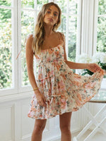 Mini Jurk met Spaghetti Bandjes en Bloemenprint - Mini Dresses - Jurkjes.co