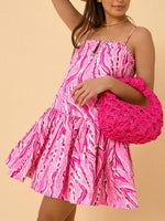 Mini Jurk met Spaghetti Bandjes en Rufflezoom - Midi Dresses - Jurkjes.co