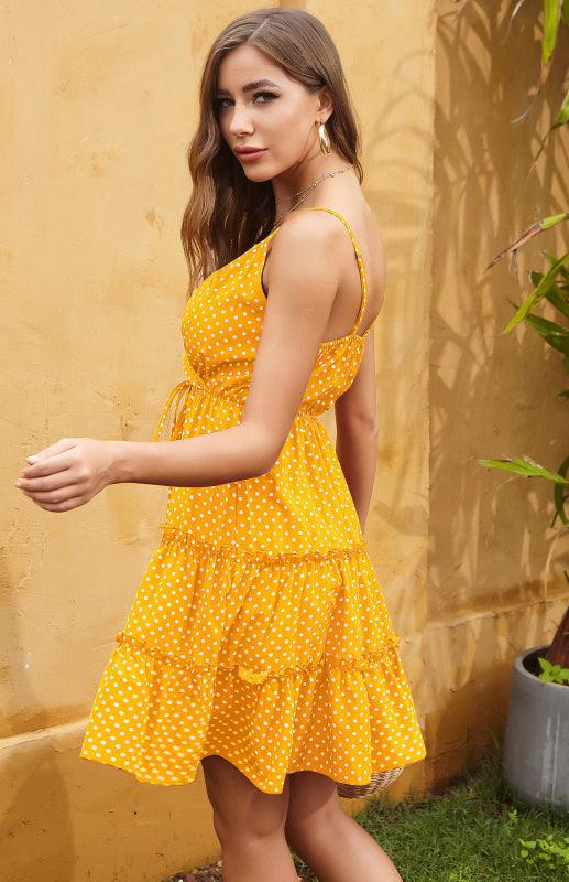 Mini Jurk met Spaghettibandjes en Polka Dots - Mini Dresses - Jurkjes.co