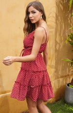 Mini Jurk met Spaghettibandjes en Polka Dots - Mini Dresses - Jurkjes.co