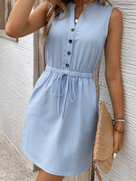 Mini Jurk met Standkraag en Knopsluiting - Mini Dresses - Jurkjes.co