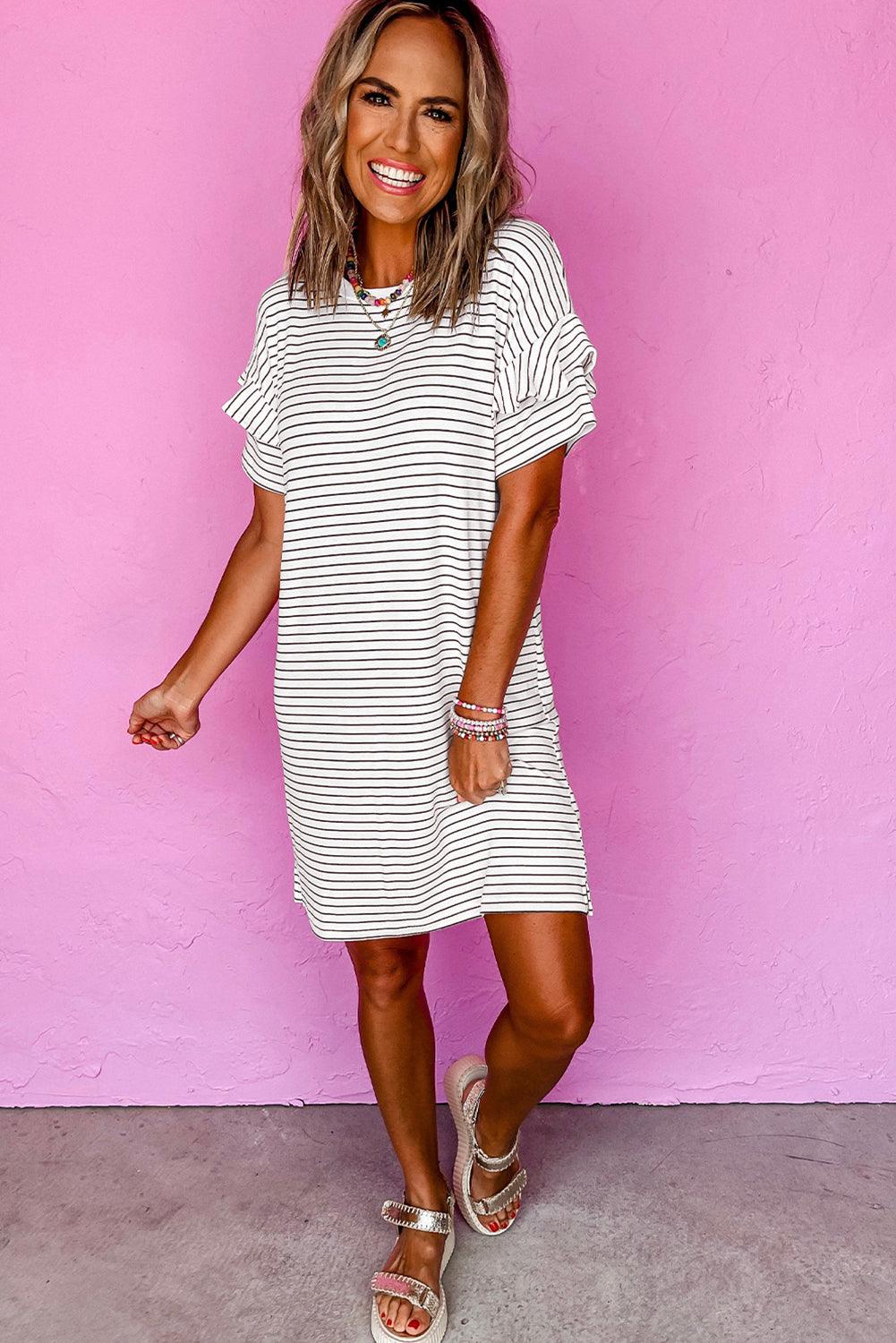 Mini Jurk met Streepdesign - T Shirt Dresses - Jurkjes.co
