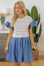 Mini Jurk met Strepen en Ruffles - Mini Dresses - Jurkjes.co