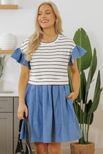 Mini Jurk met Strepen en Ruffles - Mini Dresses - Jurkjes.co