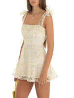 Mini Jurk met Strikbandjes en Bloemenprint - Mini Dresses - Jurkjes.co