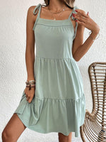 Mini Jurk met Strikbandjes en Effen Kleur - Mini Dresses - Jurkjes.co