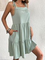 Mini Jurk met Strikbandjes en Effen Kleur - Mini Dresses - Jurkjes.co