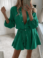 Mini Jurk met Strikceintuur en Lange Mouwen - Mini Dresses - Jurkjes.co