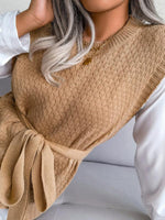 Mini Jurk met Strikceintuur en Textuur - Mini Dresses - Jurkjes.co