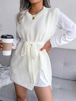 Mini Jurk met Strikceintuur en Textuur - Mini Dresses - Jurkjes.co