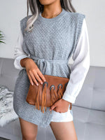 Mini Jurk met Strikceintuur en Textuur - Mini Dresses - Jurkjes.co