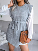 Mini Jurk met Strikceintuur en Textuur - Mini Dresses - Jurkjes.co