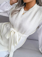 Mini Jurk met Strikceintuur en Textuur - Mini Dresses - Jurkjes.co