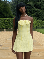 Mini Jurk met Strikdetail en Elastische Taille - Mini Dresses - Jurkjes.co