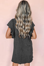 Mini-Jurk met Structuur en Ruches Mouwen - Mini Dresses - Jurkjes.co